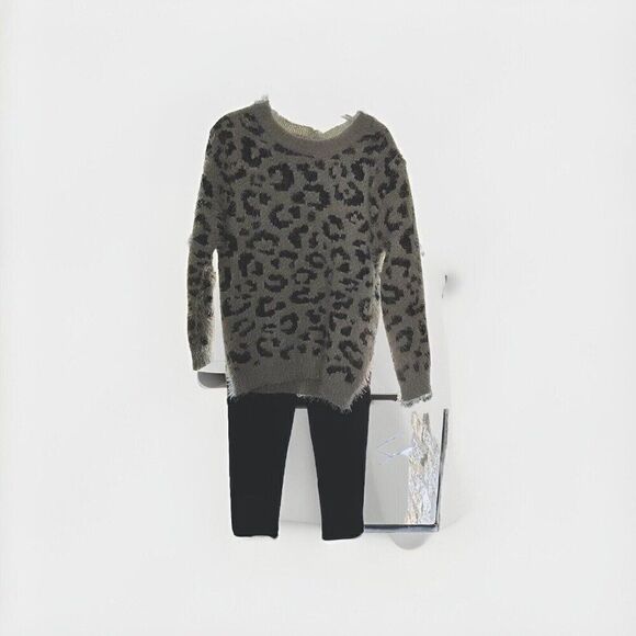 JESSICA SIMPSON GIRL'S Sweater 2 PC SET TOP & PANTS SIZE 5/6 NEW Cheetah - Picture 1 of 4